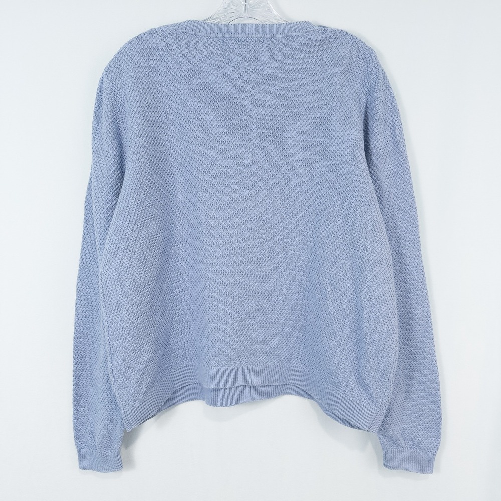Boden Textured Cotton Button Shoulder Sweater Womens Large Blue Preppy Coastal - Picture 2 of 16